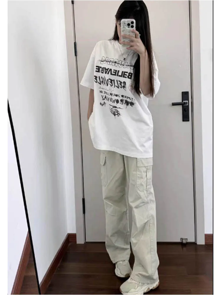 Summer casual pocket overalls women's loose high waist vertical sense tube broad leg slim floor-length casual pants
Summer casual pocket overalls women's loose high waist vertical sense tube broad leg slim floor-length casual pants