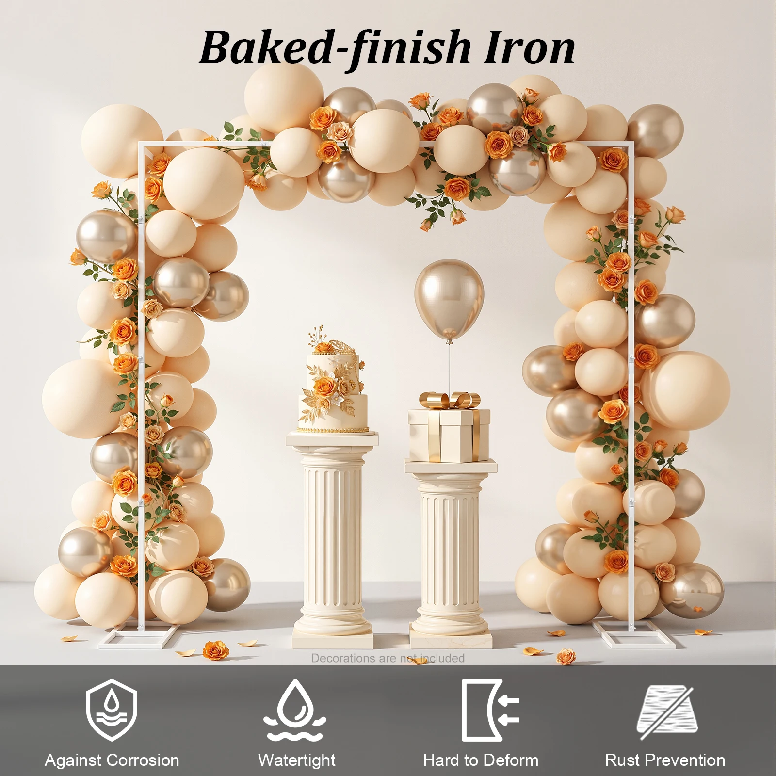 2.4 x 2.4 m White Wedding Arch Stand Metal Backdrop Frame Wedding Backdrop Stand for Ceremony Balloon Floral Decor
2.4 x 2.4 m White Wedding Arch Stand Metal Backdrop Frame Wedding Backdrop Stand for Ceremony Balloon Floral Decor