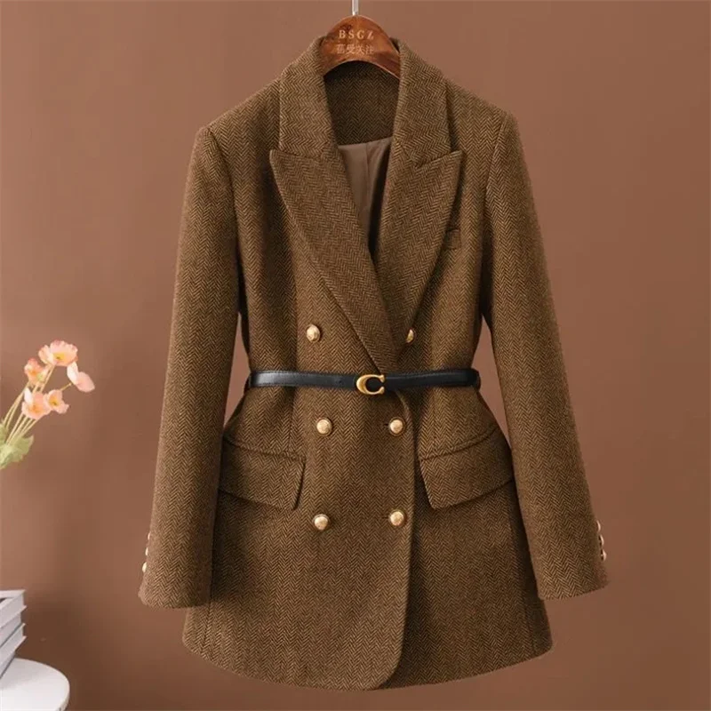 Autumn Winter Women Woolen Suit Jacket Mid-length Female Blazer 2025 New Fashion Double Row Temperament Blazer Coat
Autumn Winter Women Woolen Suit Jacket Mid-length Female Blazer 2025 New Fashion Double Row Temperament Blazer Coat