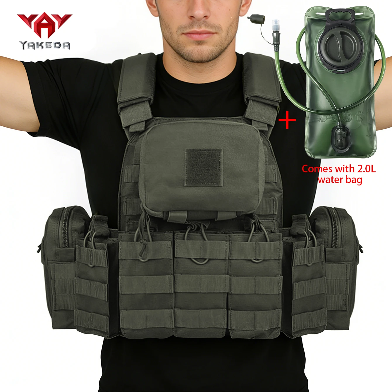 YAKEDA can freely mount accessory vest with 2.0L water bag that can be embedded in vest water bag compartment with bite valve
YAKEDA can freely mount accessory vest with 2.0L water bag that can be embedded in vest water bag compartment with bite valve