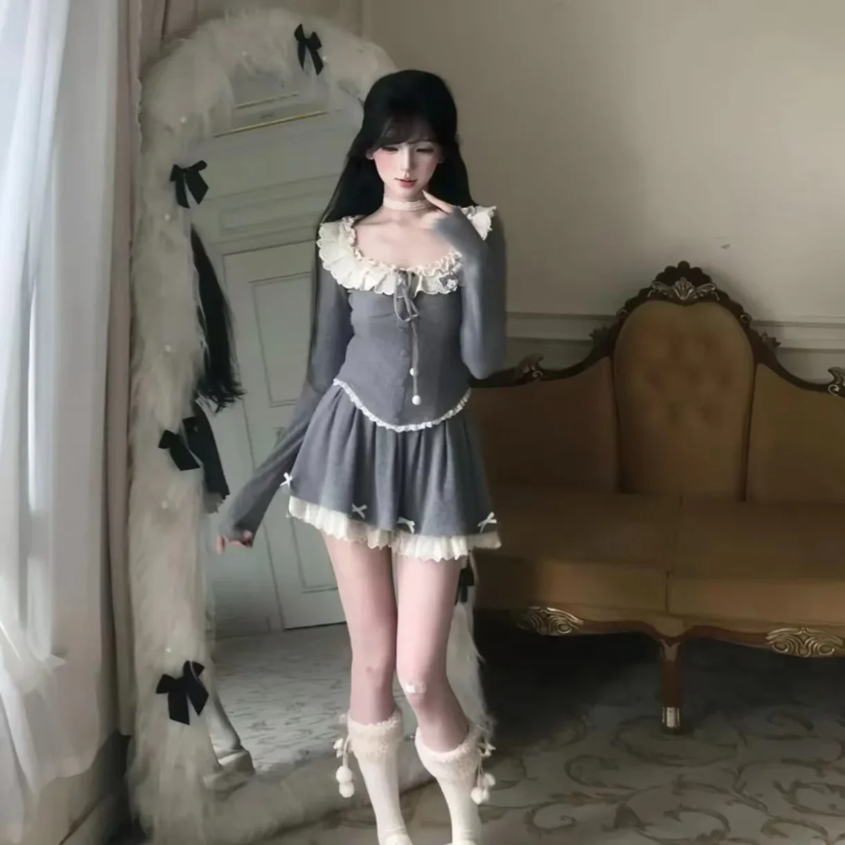 2024 New Autumn and Winter High-end Advanced Designed Sweet Temperature Lace Knitted Top + Skirt 2 Piece Sets Women's Outfits
2024 New Autumn and Winter High-end Advanced Designed Sweet Temperature Lace Knitted Top + Skirt 2 Piece Sets Women's Outfits