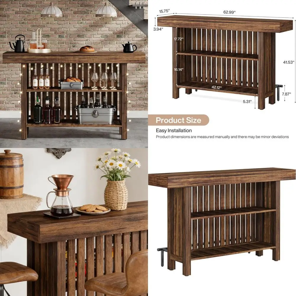 Барный стол в деревенском стиле, коричневый, с 2-уровневым хранением, высота 42 дюйма, подходит для кухонного острова или обеденной зоны
Барный стол в деревенском стиле, коричневый, с 2-уровневым хранением, высота 42 дюйма, подходит для кухонного острова или обеденной зоны