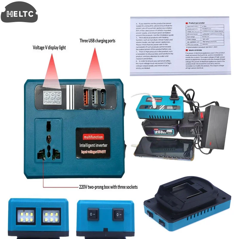 1Pcs 12.5cm LED Mini Intelligent Inverter Power Converter Portable 120W 21V Lithium Battery Inverter With 3 USB Ports
1Pcs 12.5cm LED Mini Intelligent Inverter Power Converter Portable 120W 21V Lithium Battery Inverter With 3 USB Ports