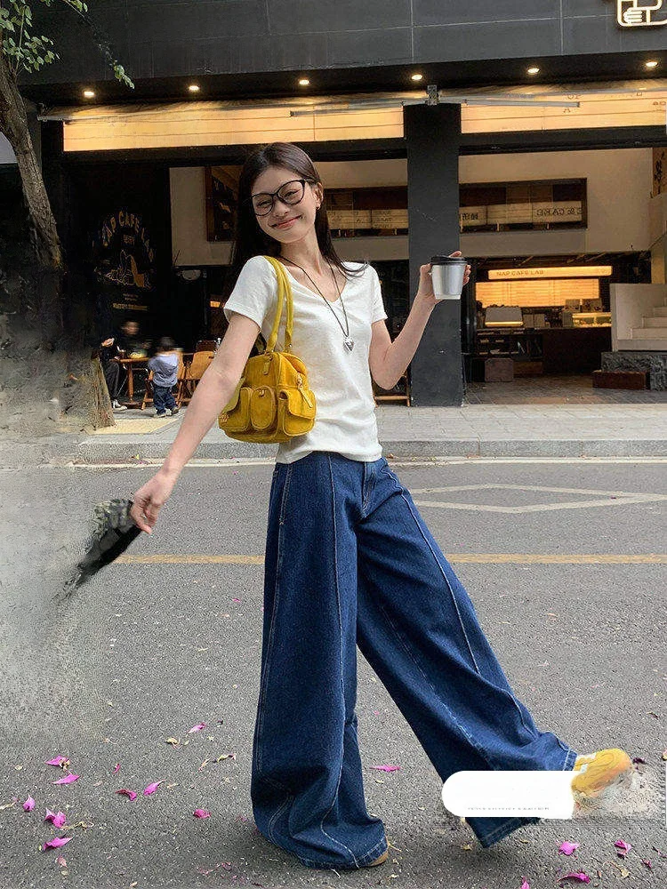 Blue Wide Leg Jeans Women's Song Zhengen Summer New Loose Straight Cut Long Pants High Waist Zipper Fly Casual Female Jeans
Blue Wide Leg Jeans Women's Song Zhengen Summer New Loose Straight Cut Long Pants High Waist Zipper Fly Casual Female Jeans