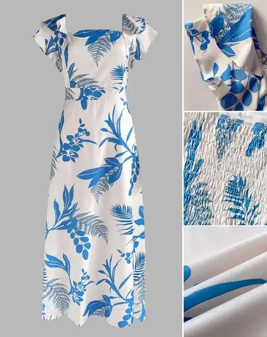 Dresses Women Tropical Plants Print Flutter Sleeve Backless Maxi Dress Female Casual Shirred Back Cinched Waist Vacation Dress
Dresses Women Tropical Plants Print Flutter Sleeve Backless Maxi Dress Female Casual Shirred Back Cinched Waist Vacation Dress