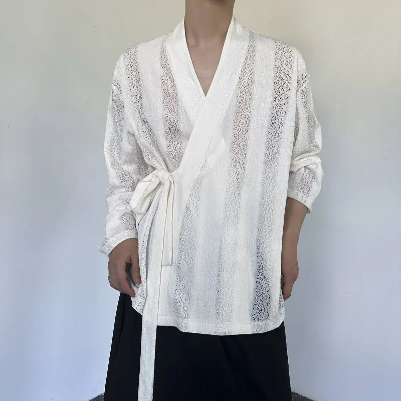 Spring 2026 Long Sve Transparent Lace Vintage irt for Men And Women Hanfu Top Faion Urban Sle Polyester Fiber V-Ne
Spring 2026 Long Sve Transparent Lace Vintage irt for Men And Women Hanfu Top Faion Urban Sle Polyester Fiber V-Ne
