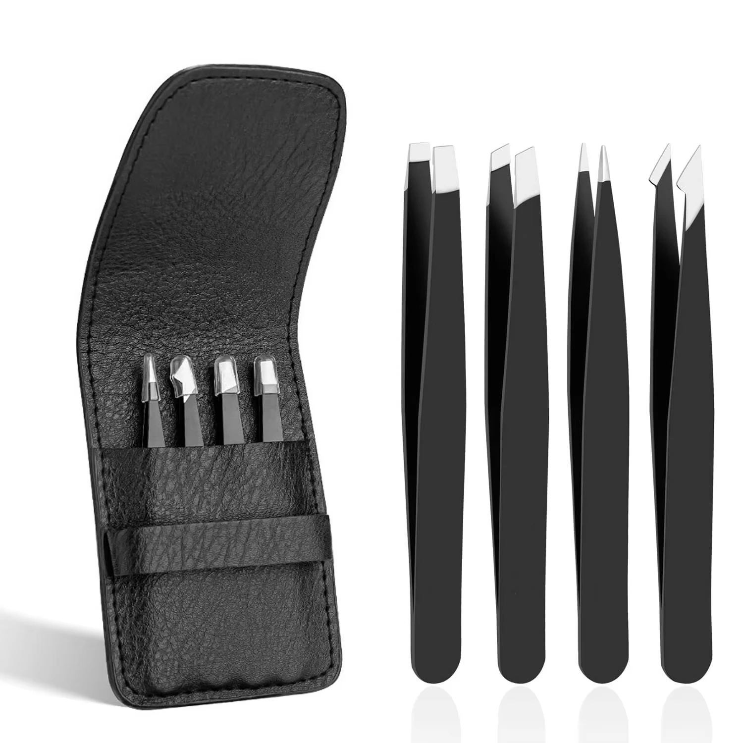 4Pcs Black Professional Stainless Steel Tweezers Set for Eyebrows, Splinters, Ingrown Hair.
4Pcs Black Professional Stainless Steel Tweezers Set for Eyebrows, Splinters, Ingrown Hair.