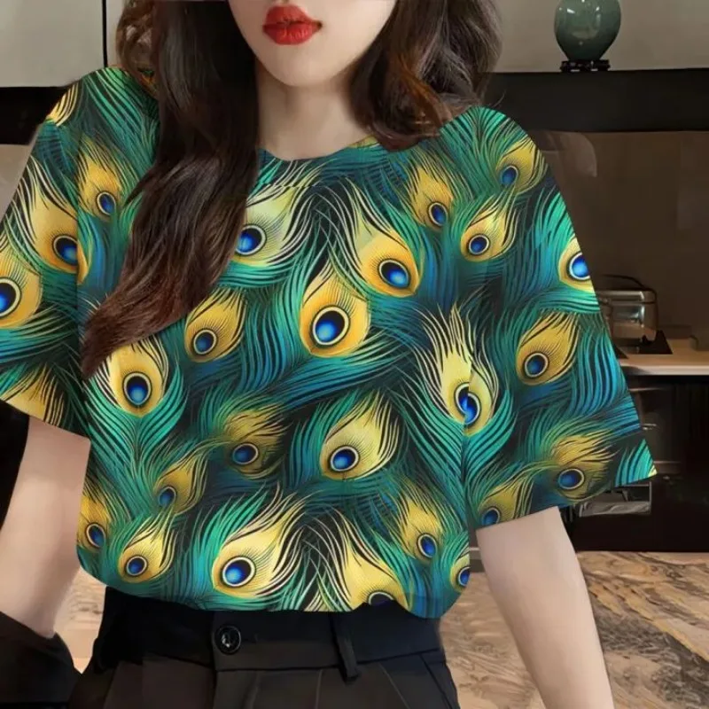 Male and Female Feather Patterns New Style Casual Fashiontee shirt Simplicity Trend Short Sleeve Fat Mm Large Size Top Pullover
Male and Female Feather Patterns New Style Casual Fashiontee shirt Simplicity Trend Short Sleeve Fat Mm Large Size Top Pullover
