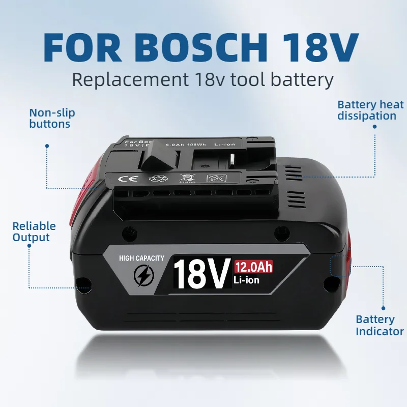 Viedakes 18V 12Ah LITHIUM-ION tools BATTERYsuitble for bosch ✅FOR BAT619G BAT610 BAT610G 18v power tools w/Fuel Guage
Viedakes 18V 12Ah LITHIUM-ION tools BATTERYsuitble for bosch ✅FOR BAT619G BAT610 BAT610G 18v power tools w/Fuel Guage