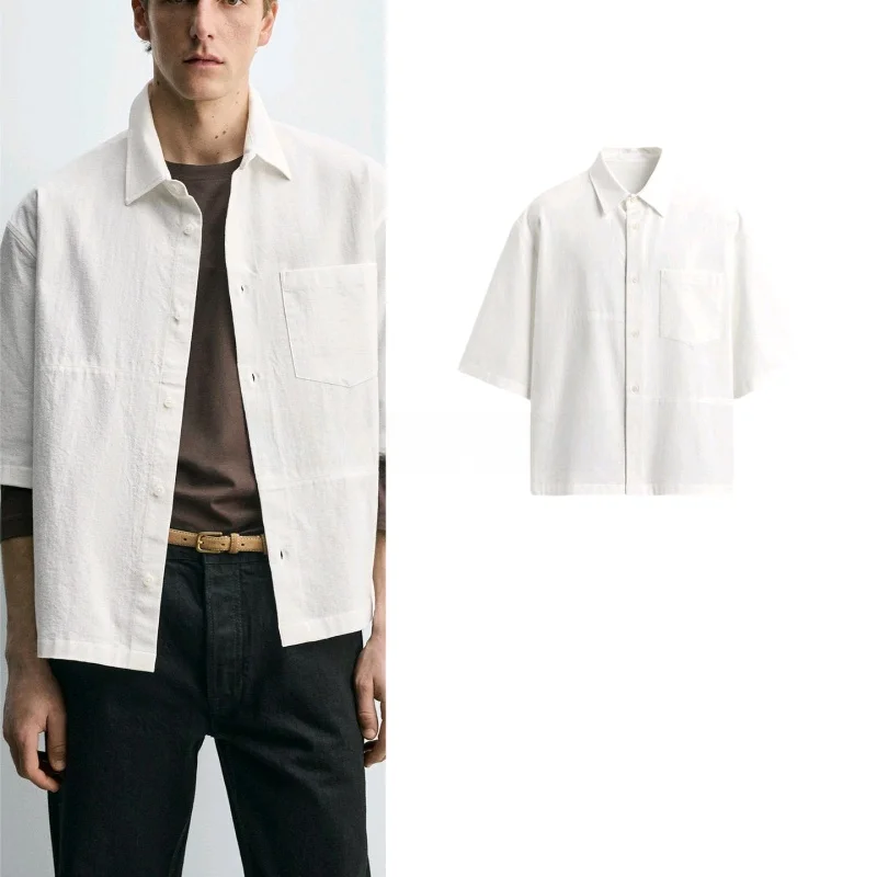 Summer New Men's Casual Loose Fit Short Sleeve Shirt Stand Collar Single Button up Top Polyester Fiber Breathable Comfortable
Summer New Men's Casual Loose Fit Short Sleeve Shirt Stand Collar Single Button up Top Polyester Fiber Breathable Comfortable