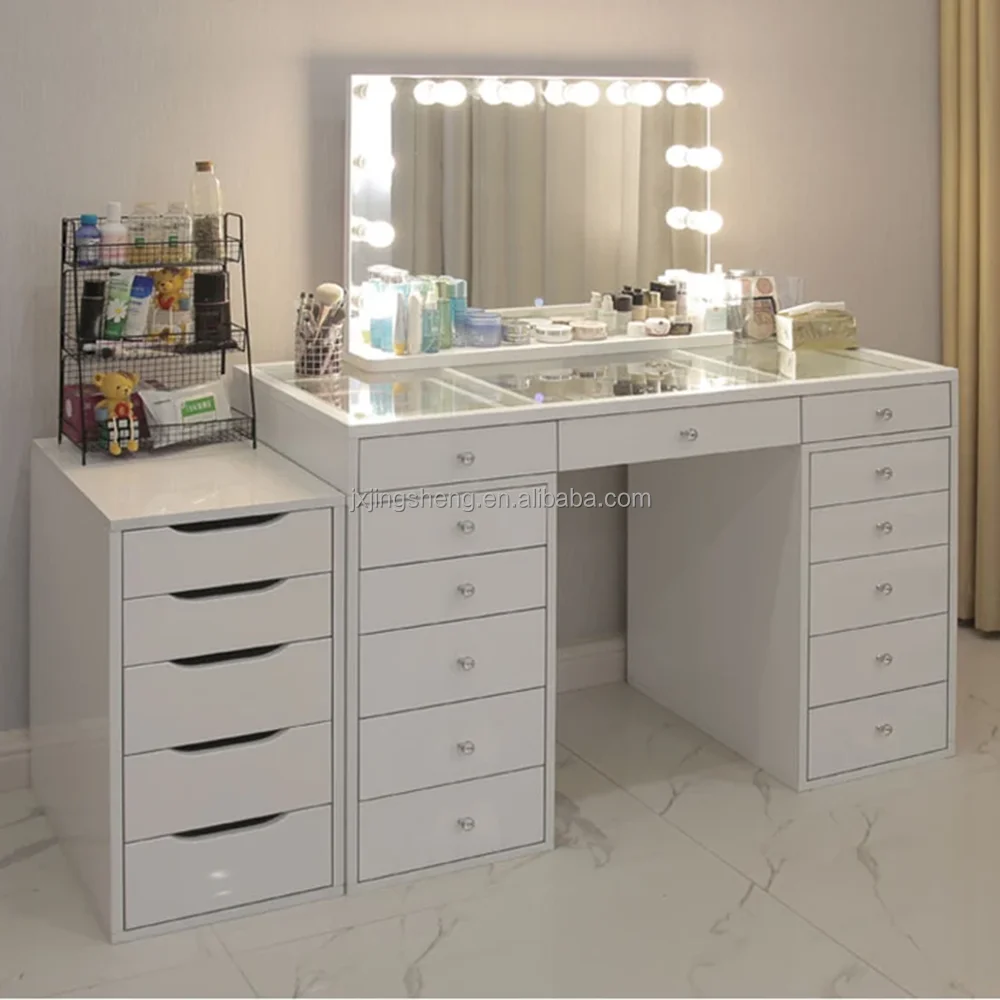 1pc White Wood Smart Dresser Led Light Dressing Table Makeup Vanity Desk Removable Lighted Mirror for Bedroom Furniture
1pc White Wood Smart Dresser Led Light Dressing Table Makeup Vanity Desk Removable Lighted Mirror for Bedroom Furniture