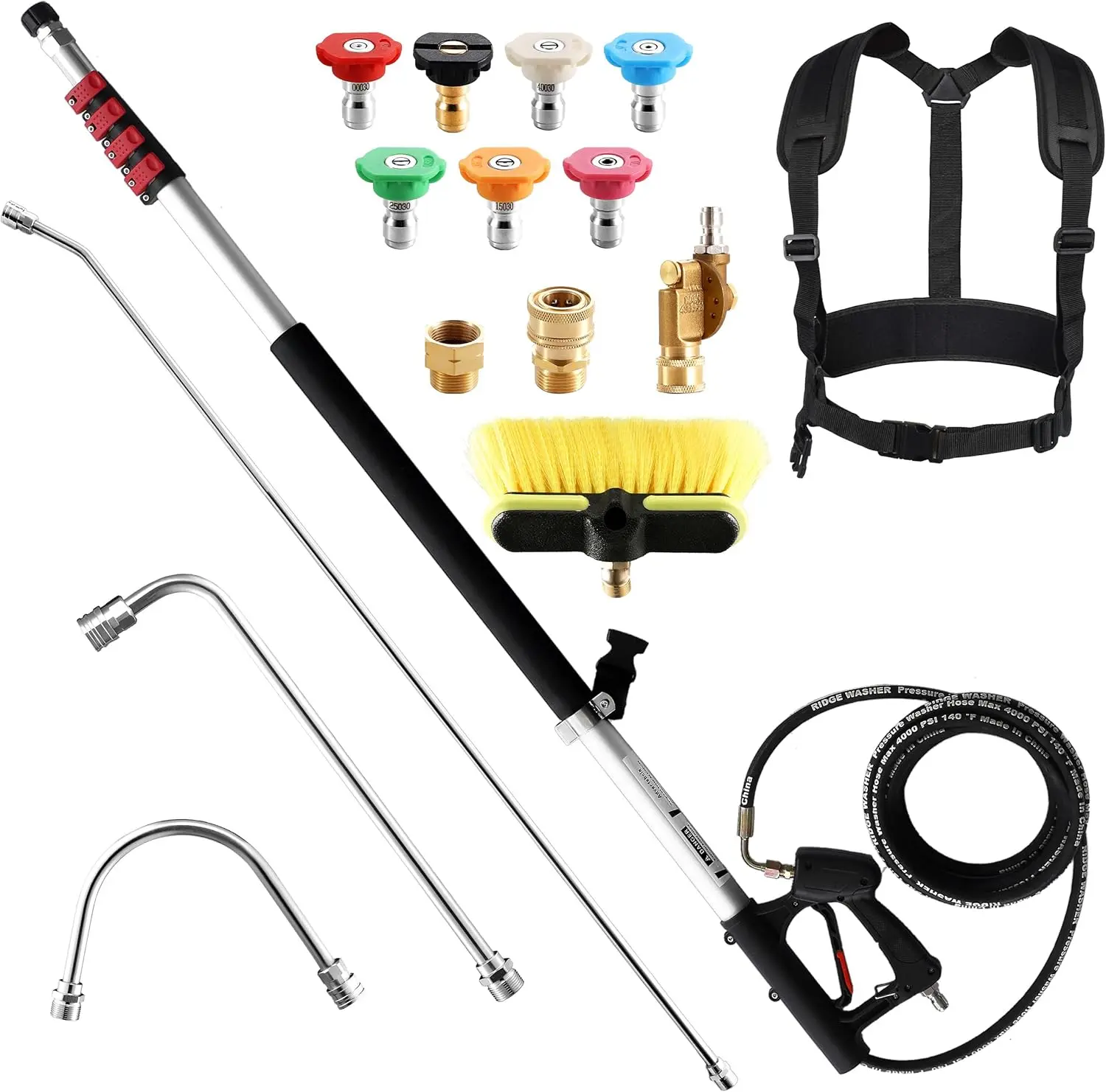24 FT Telescoping Pressure Washer Wand, Power Washer Extension Wand with Brush, Telescopic Gutter Cleaner with 3 Stainless
24 FT Telescoping Pressure Washer Wand, Power Washer Extension Wand with Brush, Telescopic Gutter Cleaner with 3 Stainless