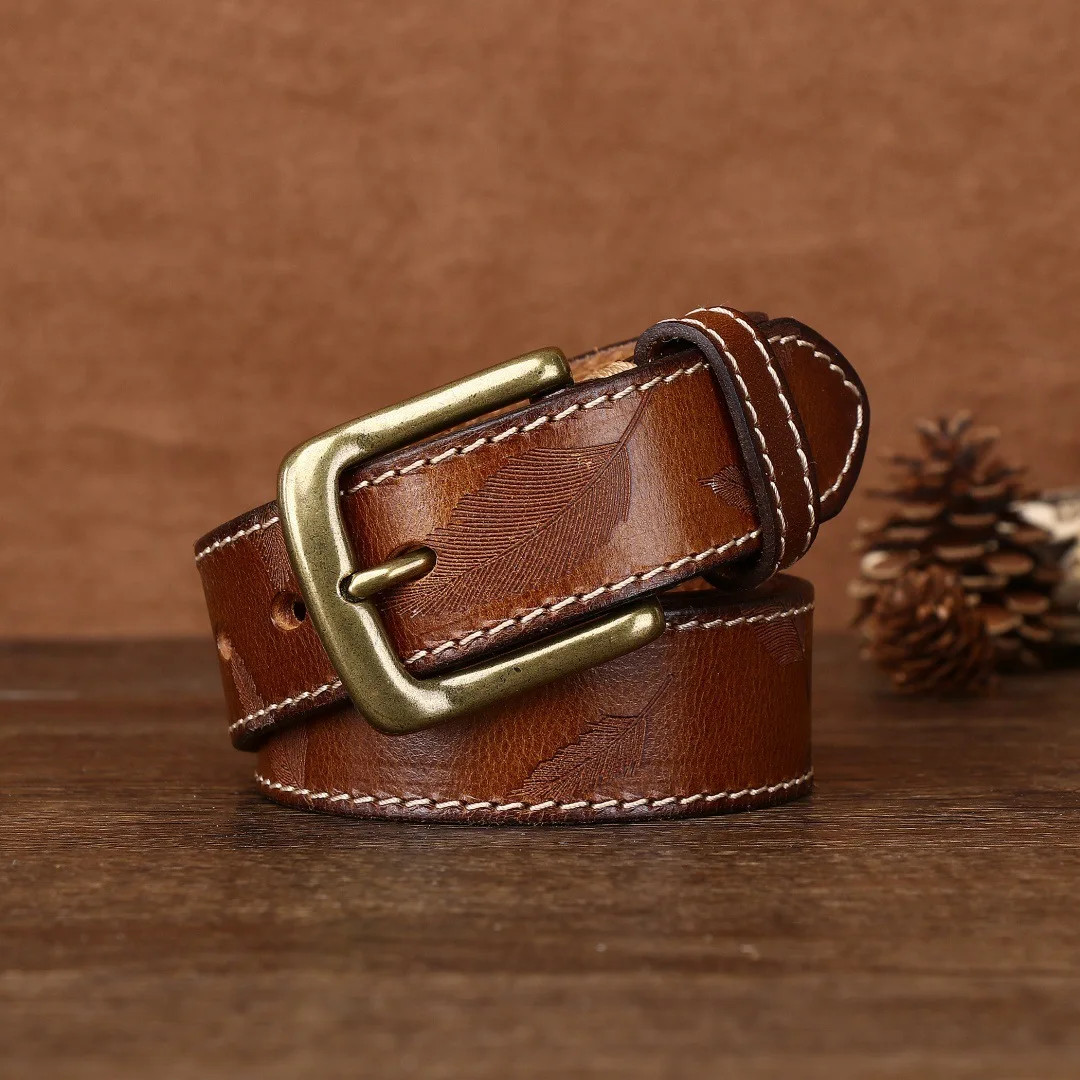 3.4CM Men's Belt Laser Engraved Retro First Layer Cowhide Belt Personalized Copper Buckle Casual Belt
3.4CM Men's Belt Laser Engraved Retro First Layer Cowhide Belt Personalized Copper Buckle Casual Belt