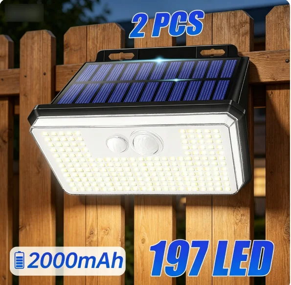 2 Pack 197 LED Solar Outdoor Lights Motion Sensor Wall Light IP65 Waterproof 3 Lighting Modes Wireless Solar Lights for Yard Gar
2 Pack 197 LED Solar Outdoor Lights Motion Sensor Wall Light IP65 Waterproof 3 Lighting Modes Wireless Solar Lights for Yard Gar