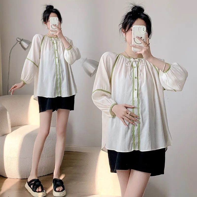 2025 Creative Pregnant Women's Summer Contrast Breathable Top Chiffon Shirt Casual Long Sleeved Solid Color Maternity Top LF010
2025 Creative Pregnant Women's Summer Contrast Breathable Top Chiffon Shirt Casual Long Sleeved Solid Color Maternity Top LF010