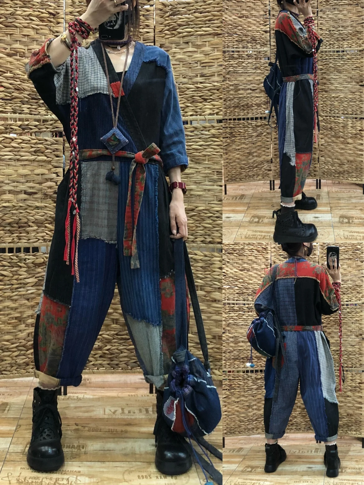 Retro Artistic Print Patchwork Old Cloth Jumpsuit Women Autumn Weathered Cotton Linen Loose Waist Slimming Nine Point Pants
Retro Artistic Print Patchwork Old Cloth Jumpsuit Women Autumn Weathered Cotton Linen Loose Waist Slimming Nine Point Pants