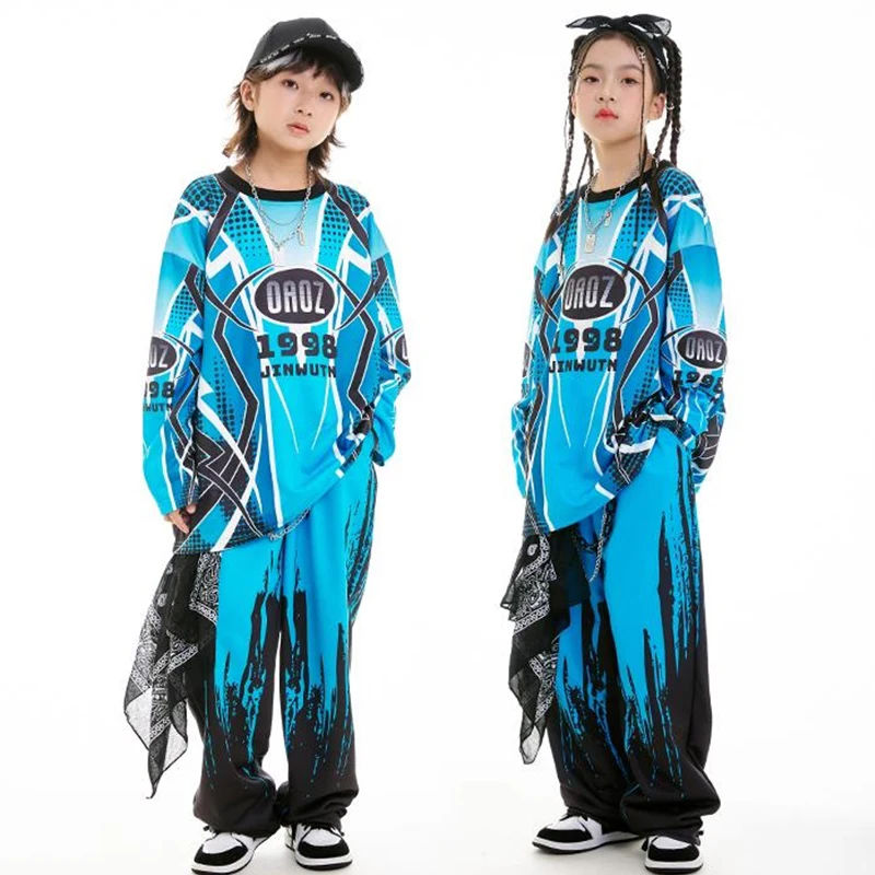 Boys Blue Hip Hop Outfits Long Sleeves Tops Pants Girls Loose Jazz Dance Practice Clothing Street Dance Performance Wear BL13904
Boys Blue Hip Hop Outfits Long Sleeves Tops Pants Girls Loose Jazz Dance Practice Clothing Street Dance Performance Wear BL13904