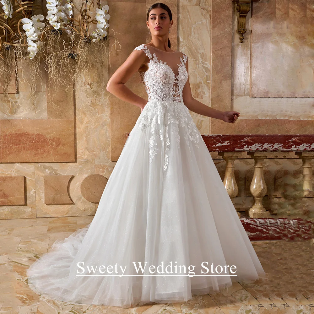 Wedding Dress for Woman Bride Customized Cap Sleeve Scoop Neck Sequined Applique Sweep Train Bridal Gown Robe De Mariee
Wedding Dress for Woman Bride Customized Cap Sleeve Scoop Neck Sequined Applique Sweep Train Bridal Gown Robe De Mariee