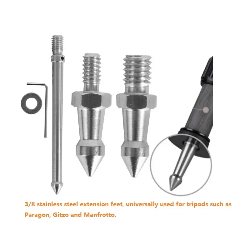3pcs 3/8 M8 1/4 inch universal stainless steel feet micro SLR camera tripod plus spikes steel nails
3pcs 3/8 M8 1/4 inch universal stainless steel feet micro SLR camera tripod plus spikes steel nails