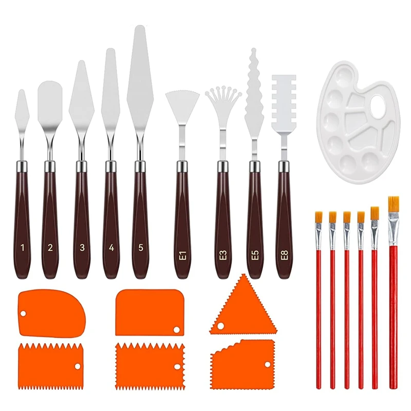 22Pcs Palette Knife Set Palette Pallet Knife Painting Tools With Paint Brush, Colour Palette For Art Craft Painting
22Pcs Palette Knife Set Palette Pallet Knife Painting Tools With Paint Brush, Colour Palette For Art Craft Painting