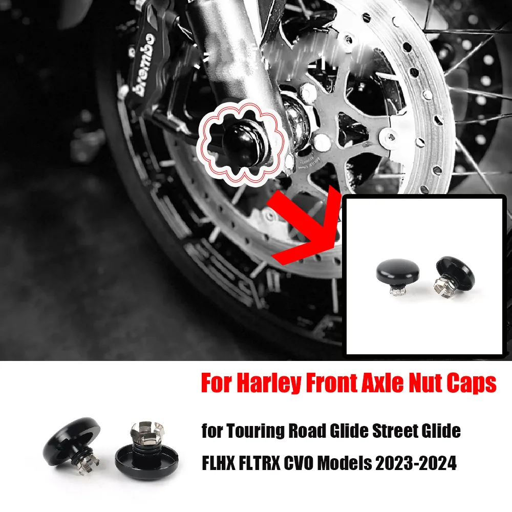 Black Harley Front Axle Nut Caps for Touring Road Glide Street Glide FLHX FLTRX CVO Models 2023-2024 Motorcycle Wheel Lug Cover
Black Harley Front Axle Nut Caps for Touring Road Glide Street Glide FLHX FLTRX CVO Models 2023-2024 Motorcycle Wheel Lug Cover