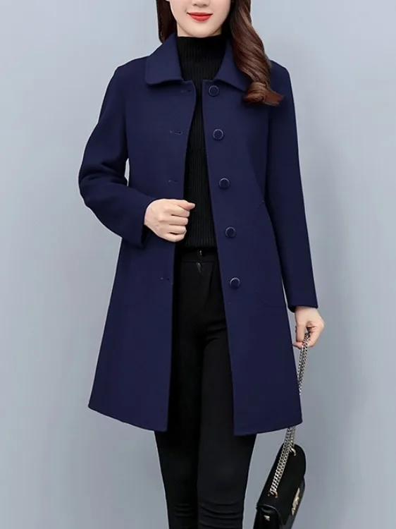 Ladies Woolen Coat Thickened Medium Length Autumn Winter New Style Small Size Cotton Insert Fashionable Business Commute Wear
Ladies Woolen Coat Thickened Medium Length Autumn Winter New Style Small Size Cotton Insert Fashionable Business Commute Wear