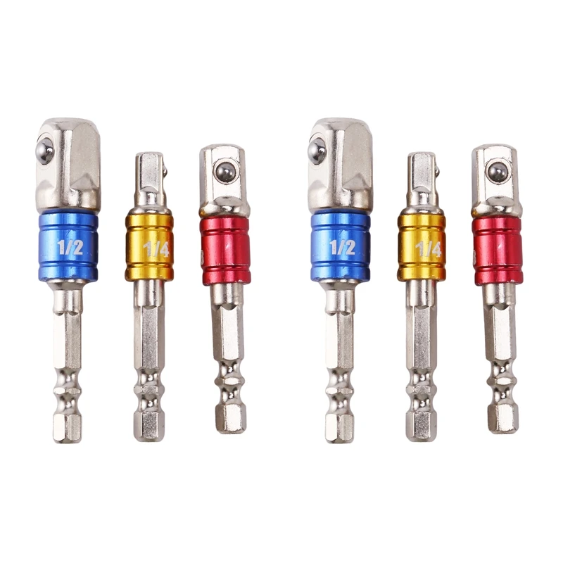 6PCS Socket Adapter Impact Set Hex Shank To 1/4 3/8 1/2 Inch Colorful Extension Converter
6PCS Socket Adapter Impact Set Hex Shank To 1/4 3/8 1/2 Inch Colorful Extension Converter