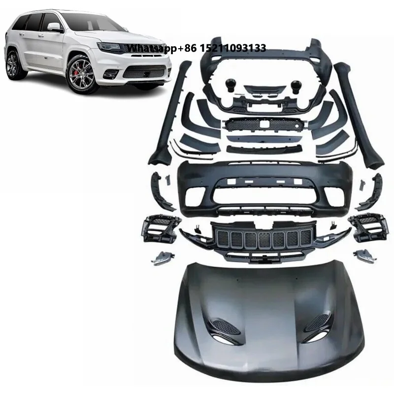 New Style Upgrade Body Kit Auto Parts Front Rear Complete Bumper Kit with Hood for Grand Cherokee SRT8 2017-2020
New Style Upgrade Body Kit Auto Parts Front Rear Complete Bumper Kit with Hood for Grand Cherokee SRT8 2017-2020