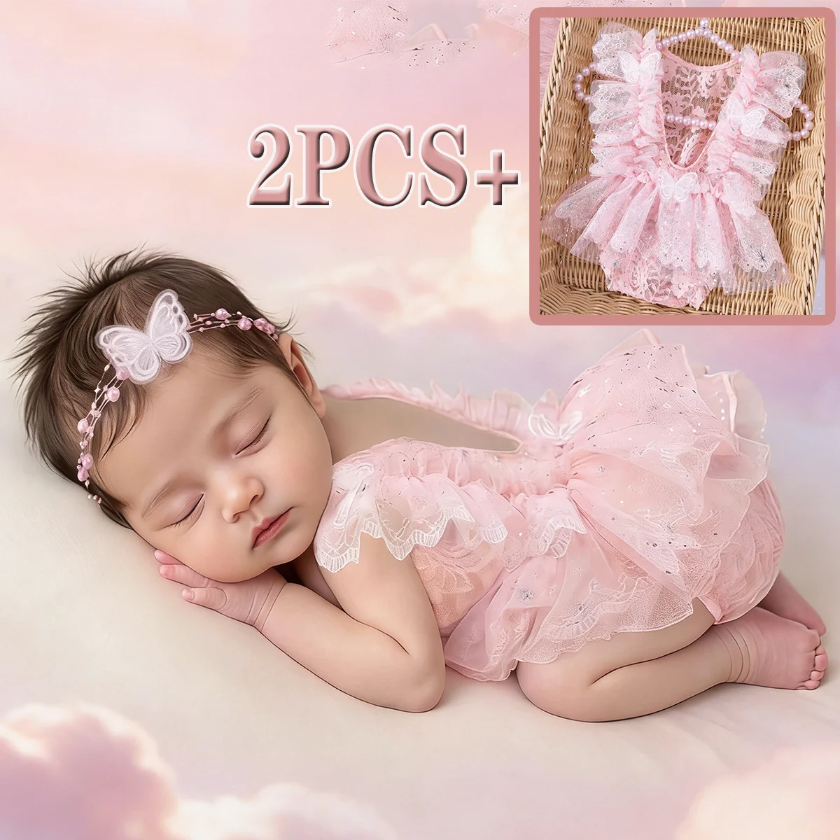 2 шт. Набор для фотосессии новорожденных: розовый кружевной комбинезон с бабочками и жемчужной повязкой на голову, реквизит для фотосъемки младенцев
2 шт. Набор для фотосессии новорожденных: розовый кружевной комбинезон с бабочками и жемчужной повязкой на голову, реквизит для фотосъемки младенцев