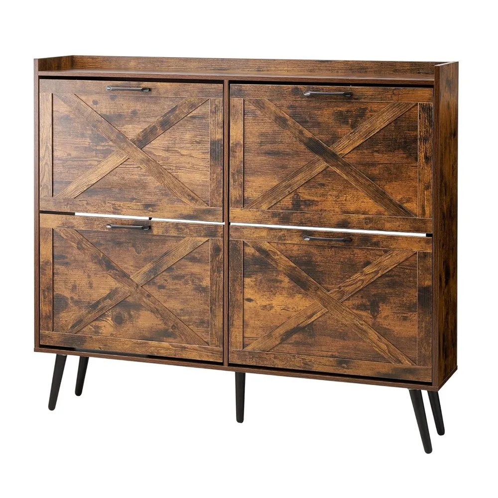Shoe Cabinet with 4 Flip Drawers, Farmhouse Shoes Storage Cabinet with Wood Legs and Anti-Tipping Device, Customized
Shoe Cabinet with 4 Flip Drawers, Farmhouse Shoes Storage Cabinet with Wood Legs and Anti-Tipping Device, Customized
