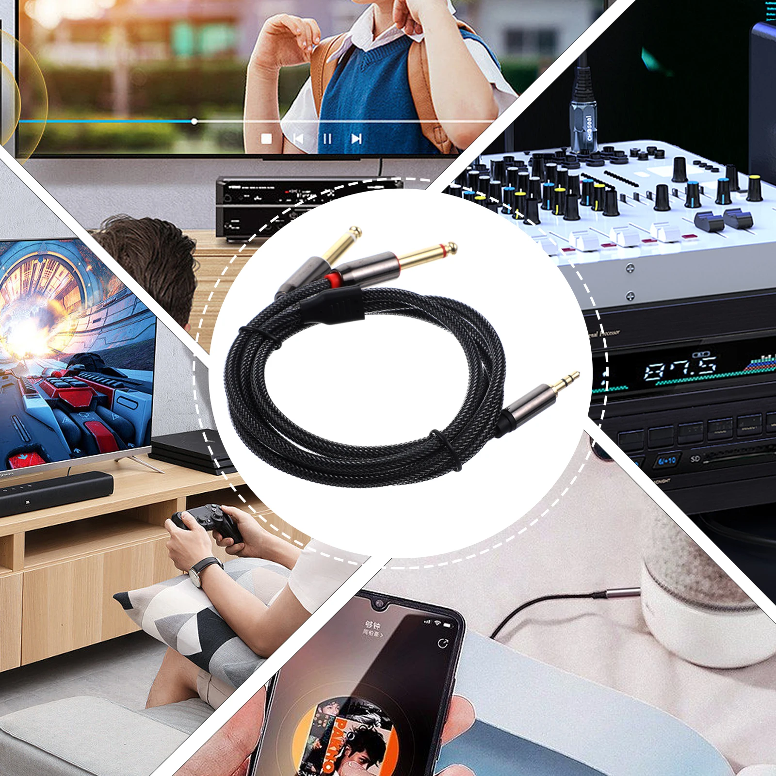 TRS Cable Audio Splitter 3.5mm to Dual 6.35mm Adapter Zinc Alloy Gold Plated Nylon Braided for Phone Laptop Speaker Mixer
TRS Cable Audio Splitter 3.5mm to Dual 6.35mm Adapter Zinc Alloy Gold Plated Nylon Braided for Phone Laptop Speaker Mixer