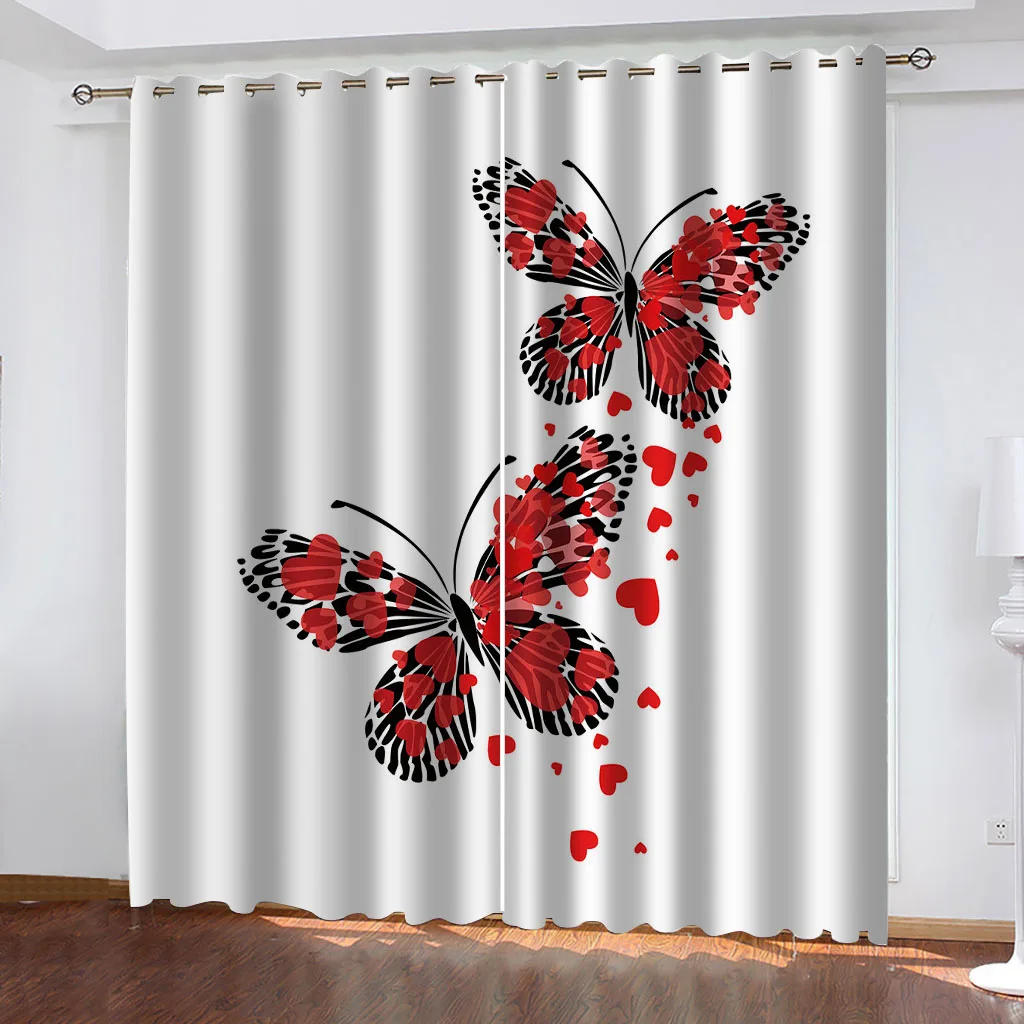 HUANZHUANG Blackout Curtains For Window Red Heart Butterfly Print Cheap Custom Big Size Pieces Curtains For Living Room Bedroom
HUANZHUANG Blackout Curtains For Window Red Heart Butterfly Print Cheap Custom Big Size Pieces Curtains For Living Room Bedroom