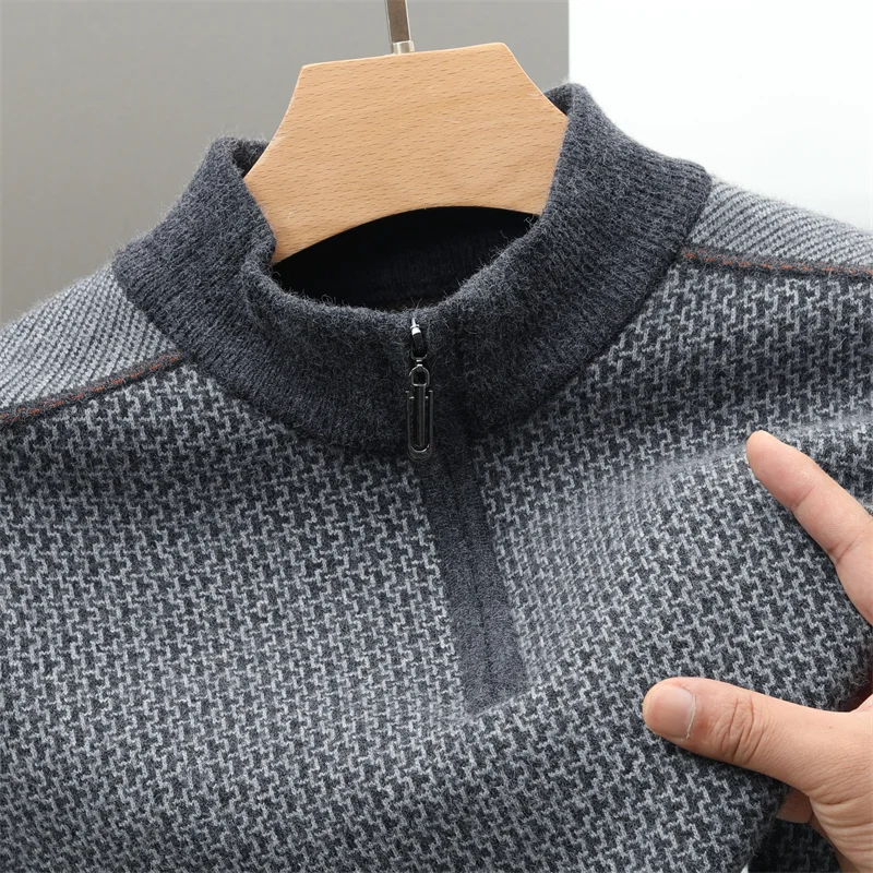 New Thick Warm Half Zip Knit Sweater for Winter Men's Brand Sweater Jacquard Knit Pullover Sweater Men's Sweater Slim-fit Base
New Thick Warm Half Zip Knit Sweater for Winter Men's Brand Sweater Jacquard Knit Pullover Sweater Men's Sweater Slim-fit Base