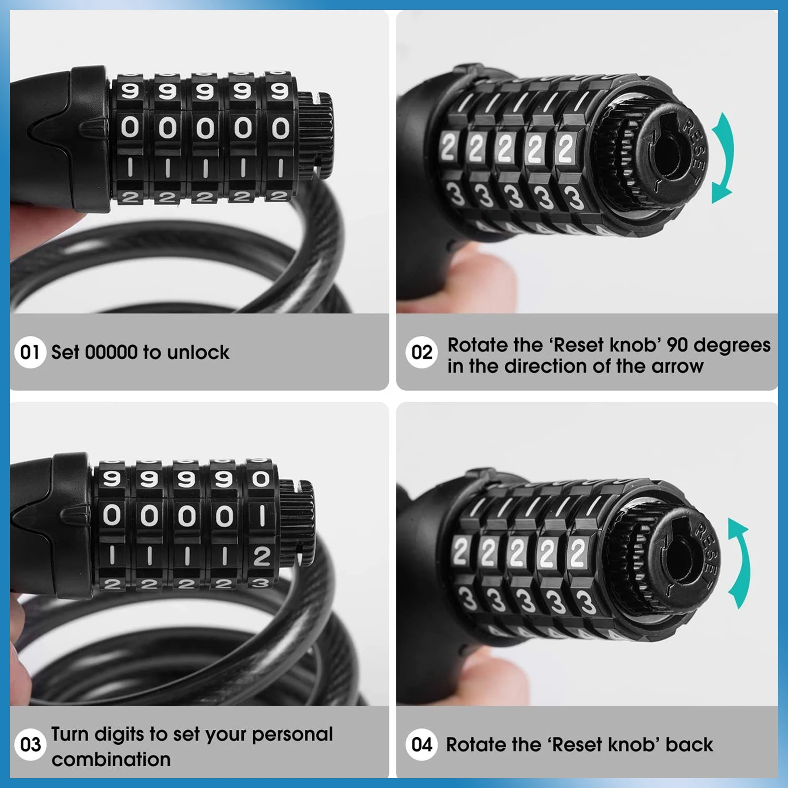 Bike Cable Lock Durable 5-Code Password 100000 Combinations Anti Theft Reflective Coating Long Chain Bike Supplies Riding
Bike Cable Lock Durable 5-Code Password 100000 Combinations Anti Theft Reflective Coating Long Chain Bike Supplies Riding