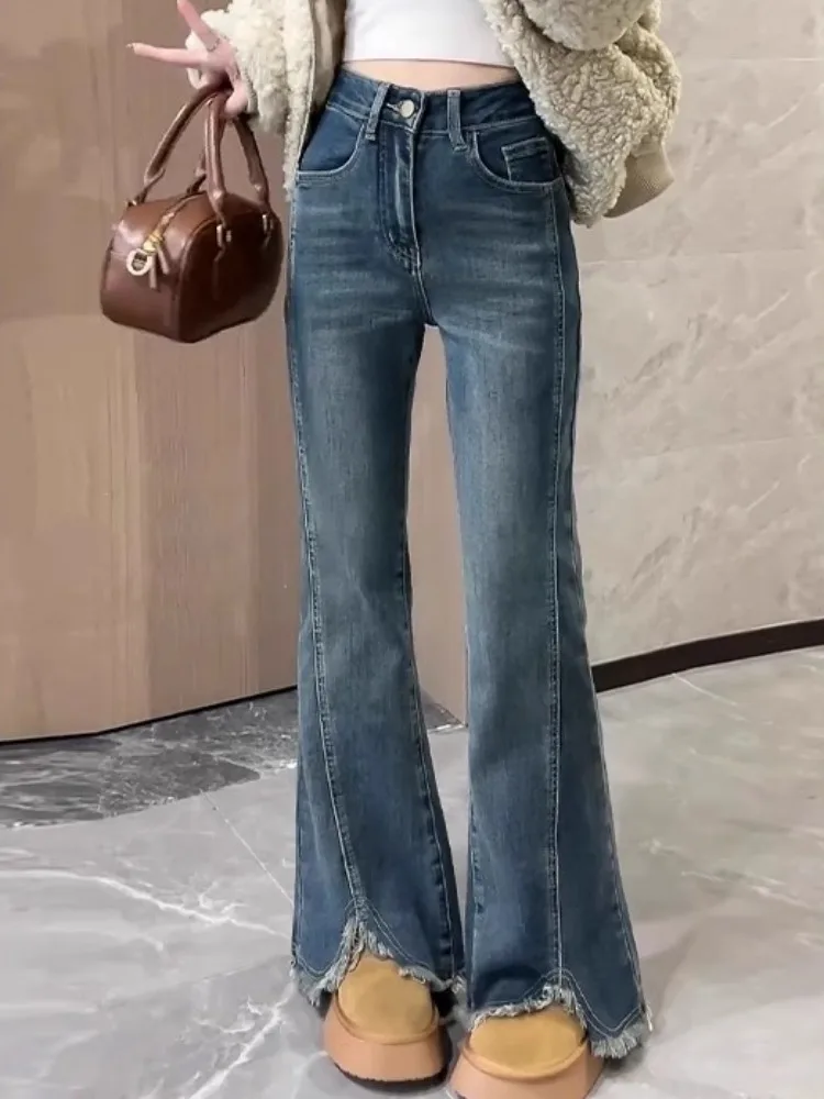 High Waist Bell Bottom Denim Jeans Women's Spring Autumn New Style Pear Shape plus Size Elastic Hoof Pants Retro Blue
High Waist Bell Bottom Denim Jeans Women's Spring Autumn New Style Pear Shape plus Size Elastic Hoof Pants Retro Blue