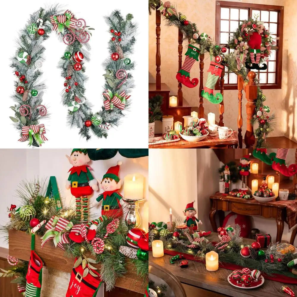 9-Foot Pre-lit Christmas Garland with Red, Green, and White Balls for Mantel, Stairs, Fireplace, and Table - Perfect Indoor Holi
9-Foot Pre-lit Christmas Garland with Red, Green, and White Balls for Mantel, Stairs, Fireplace, and Table - Perfect Indoor Holi