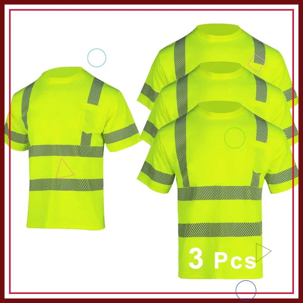 3-Pack Men's Reflective Safety T-Shirts, High Visibility Short Sleeves Work Shirt
3-Pack Men's Reflective Safety T-Shirts, High Visibility Short Sleeves Work Shirt