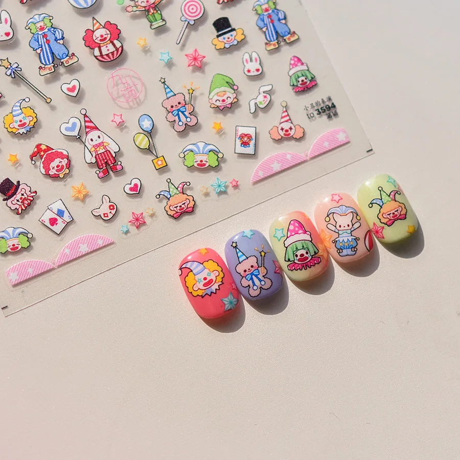 1 Sheet Cartoon Clown Nail Stickers Press on Nails Ultra Thin Flexible SelfAdhesive Cute Kawaii Nail Art Decals for Manicure DIY
1 Sheet Cartoon Clown Nail Stickers Press on Nails Ultra Thin Flexible SelfAdhesive Cute Kawaii Nail Art Decals for Manicure DIY