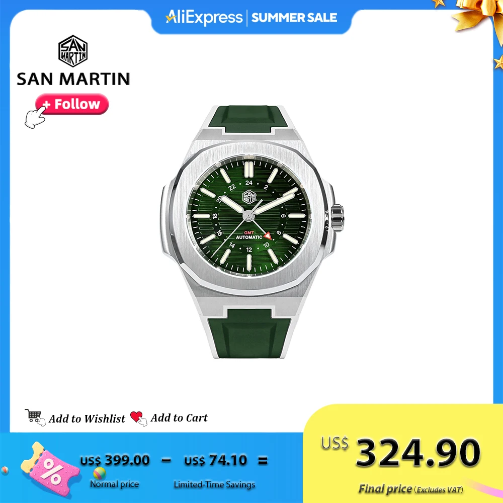 San Martin 43 мм Роскошные мужские спортивные часы Бренд GMT Автоматические механические часы 10 бар Водонепроницаемые сапфировые светящиеся SN0075G-C
San Martin 43 мм Роскошные мужские спортивные часы Бренд GMT Автоматические механические часы 10 бар Водонепроницаемые сапфировые светящиеся SN0075G-C