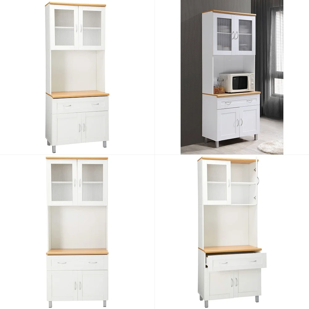 Kitchen Pantry Cabinet, 75 Tall Pantry Cabinet with Three Drawers, Freestanding Food Cupboard with Doors and Shelves, Metal Sto
Kitchen Pantry Cabinet, 75 Tall Pantry Cabinet with Three Drawers, Freestanding Food Cupboard with Doors and Shelves, Metal Sto