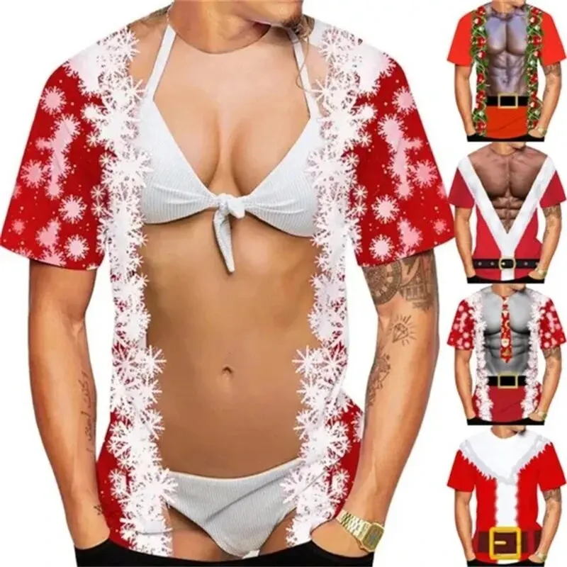 Funny Christmas T-Shirt Men Top 3d Muscle Print Tee Personality Short Sleeve Tops Casual Streetwear High Quality Male Tshirts
Funny Christmas T-Shirt Men Top 3d Muscle Print Tee Personality Short Sleeve Tops Casual Streetwear High Quality Male Tshirts