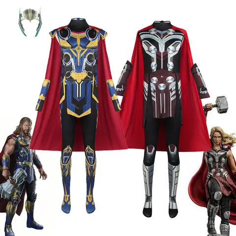Thor Jane Cosplay Costume Jumpsuit Cape Mask Set Adult Halloween Carnival Party Outfit for Men Women Anime Costume Birthday Gift