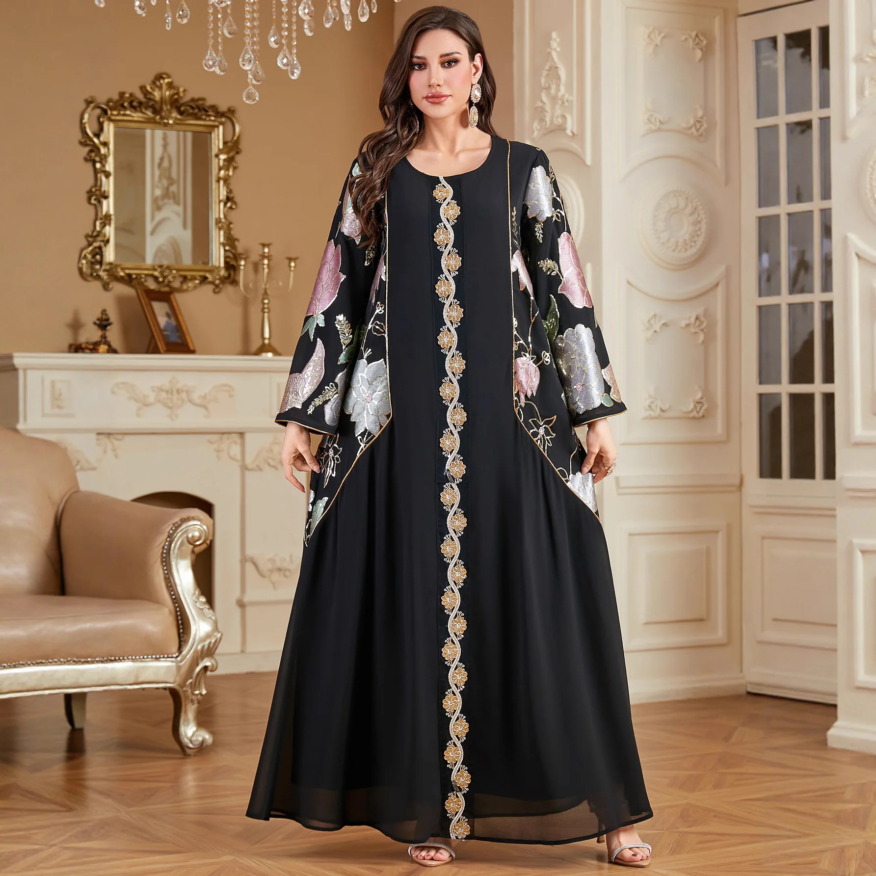 Новая мусульманская 43182026, женская одежда, длинное платье с тяжелой вышивкой, осеннее платье, халат, Абая, Рамадан, Дубай, роскошный ислам, элегантный 
Новая мусульманская 43182026, женская одежда, длинное платье с тяжелой вышивкой, осеннее платье, халат, Абая, Рамадан, Дубай, роскошный ислам, элегантный