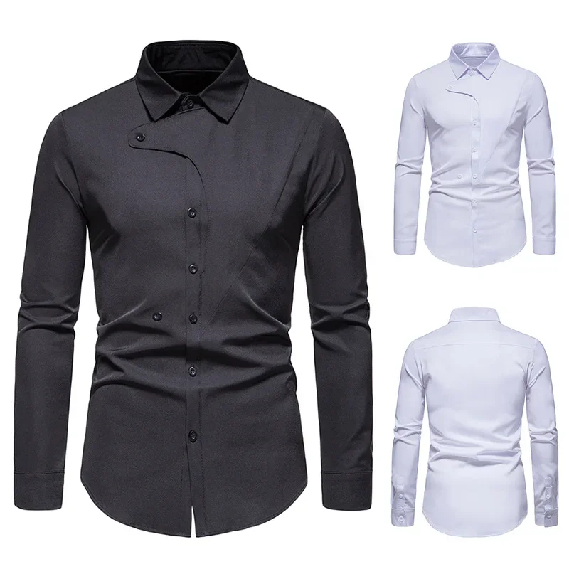 2023 Men's Spring/Summer New Fashion Casual Shirt Diagonal Button Irregular Contrast Collar Shirt
2023 Men's Spring/Summer New Fashion Casual Shirt Diagonal Button Irregular Contrast Collar Shirt