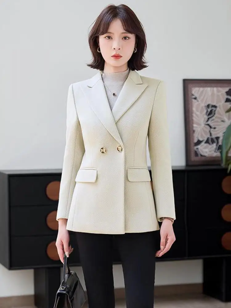 Autumn Winter Solid Double Breasted Long Sleeved Blazer Coat Korean Fashion Women Temperament Versatile Professional Tops Jacket
Autumn Winter Solid Double Breasted Long Sleeved Blazer Coat Korean Fashion Women Temperament Versatile Professional Tops Jacket