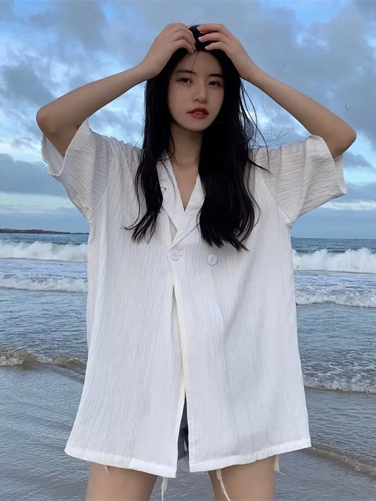 Summer Women's Loose Casual irt ort Sve Pleated Lazy Design Thin irt plus Size Faion Sensation Street Sle
Summer Women's Loose Casual irt ort Sve Pleated Lazy Design Thin irt plus Size Faion Sensation Street Sle