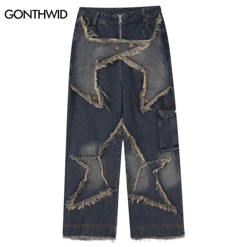 Vintage Cargo Jeans Y2K Hip Hop Retro Embroidery Star Patch Baggy Denim Pants Streetwear Men Harajuku Straight Loose Jeans Blue
Vintage Cargo Jeans Y2K Hip Hop Retro Embroidery Star Patch Baggy Denim Pants Streetwear Men Harajuku Straight Loose Jeans Blue