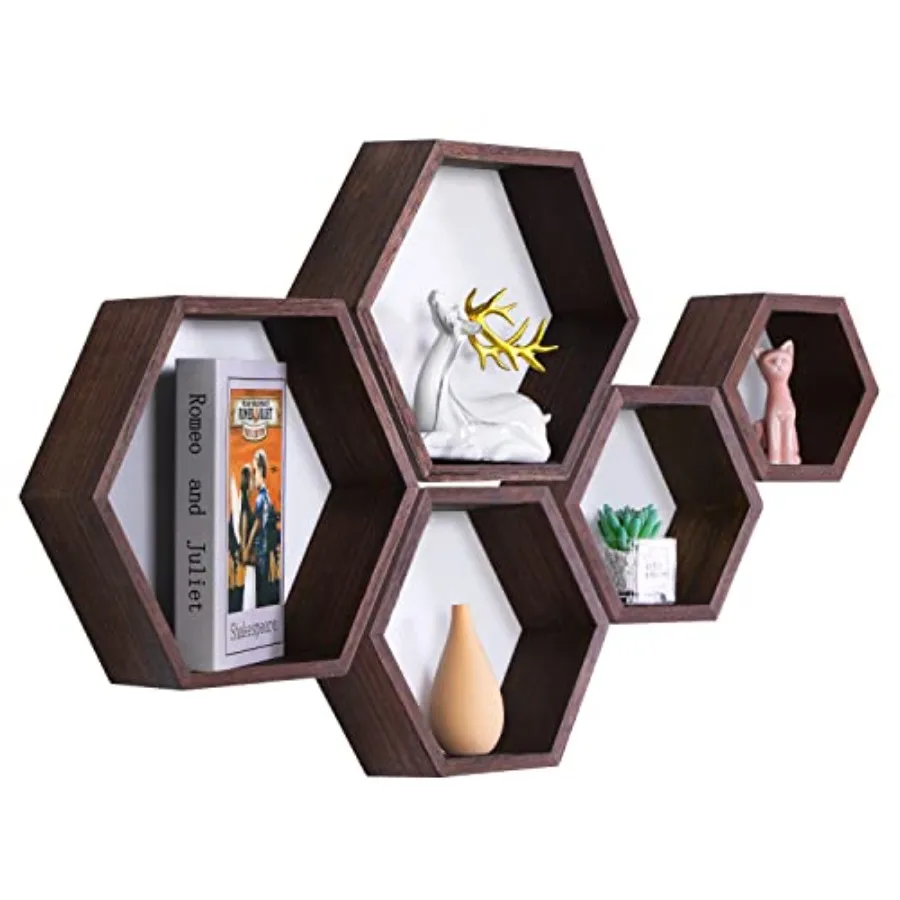 Hexagon Floating Shelves, Wall Mounted Wood Farmhouse Storage Honeycomb Wall Shelf Set of 5, for Bathroom, Kitchen, Bedroom, Li
Hexagon Floating Shelves, Wall Mounted Wood Farmhouse Storage Honeycomb Wall Shelf Set of 5, for Bathroom, Kitchen, Bedroom, Li