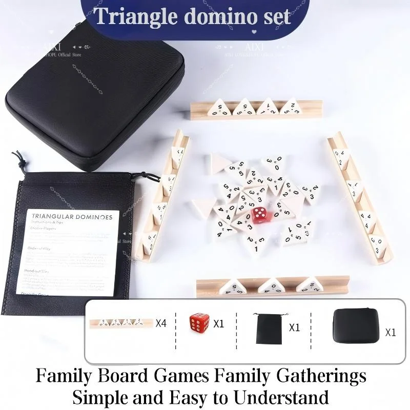Набор треугольных домино из 56 фишек AI XI, в сумке-переноске, для семейных настольных игр и встреч, простой и понятный.
Набор треугольных домино из 56 фишек AI XI, в сумке-переноске, для семейных настольных игр и встреч, простой и понятный.