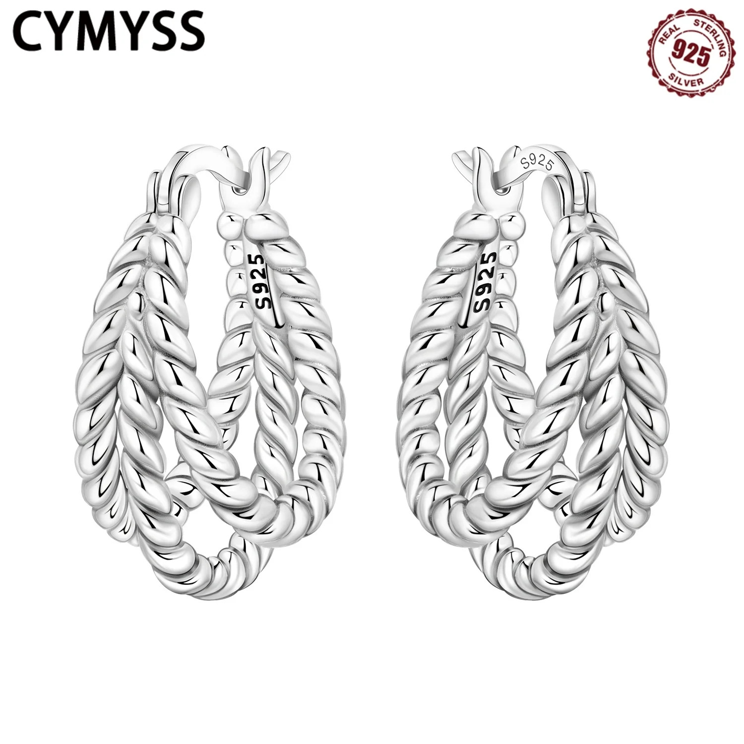 CYMYSS 925 Sterling Silver Three Circle Hemp Rope Ear Ring Design Jewelry Holiday Gift women's Earrings Zircon Earrings
CYMYSS 925 Sterling Silver Three Circle Hemp Rope Ear Ring Design Jewelry Holiday Gift women's Earrings Zircon Earrings